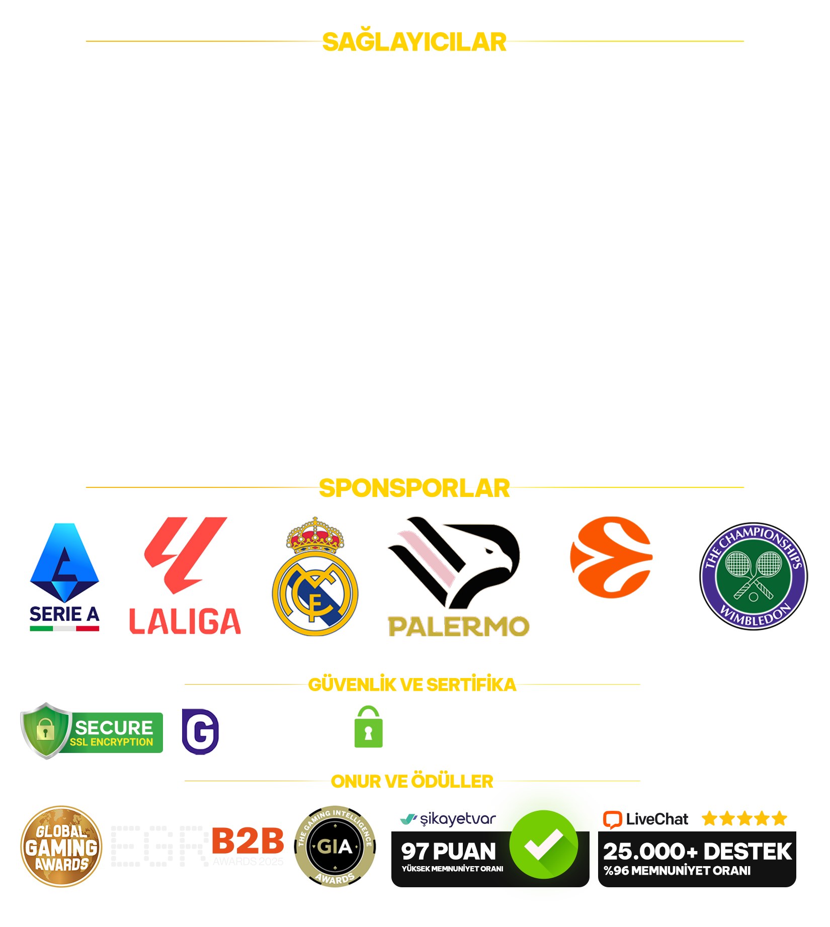 Sağlayıcılar, sponsorlar ve güvenlik iş ortakları